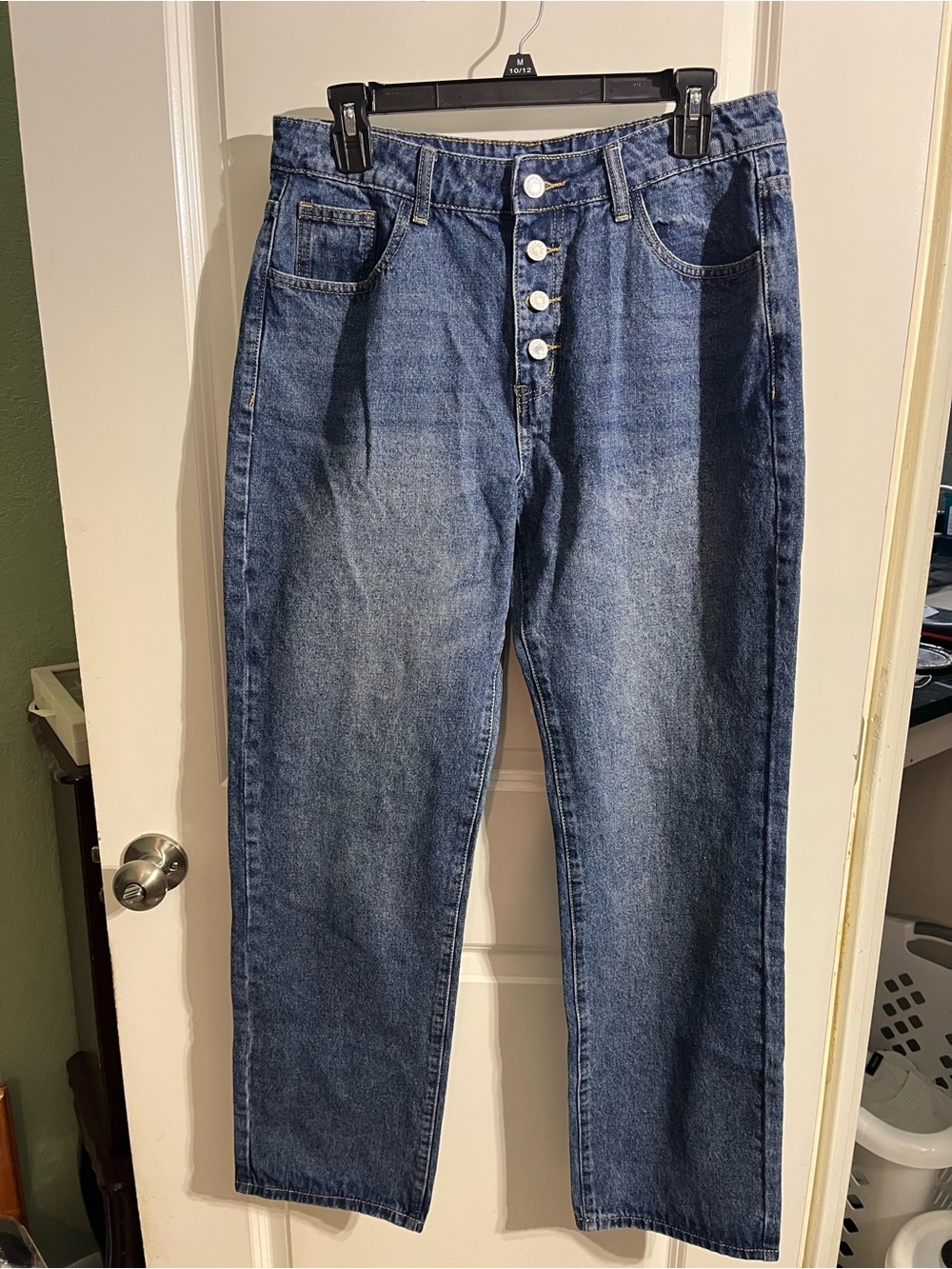 Button-Fly Blue Boyfriend Jeans